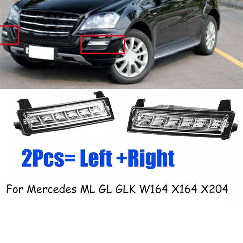 Car Front LED Fog Lamp Daytime Running Light A1649060151 A1649060251 For  ML GL GLK W164 X164 X204