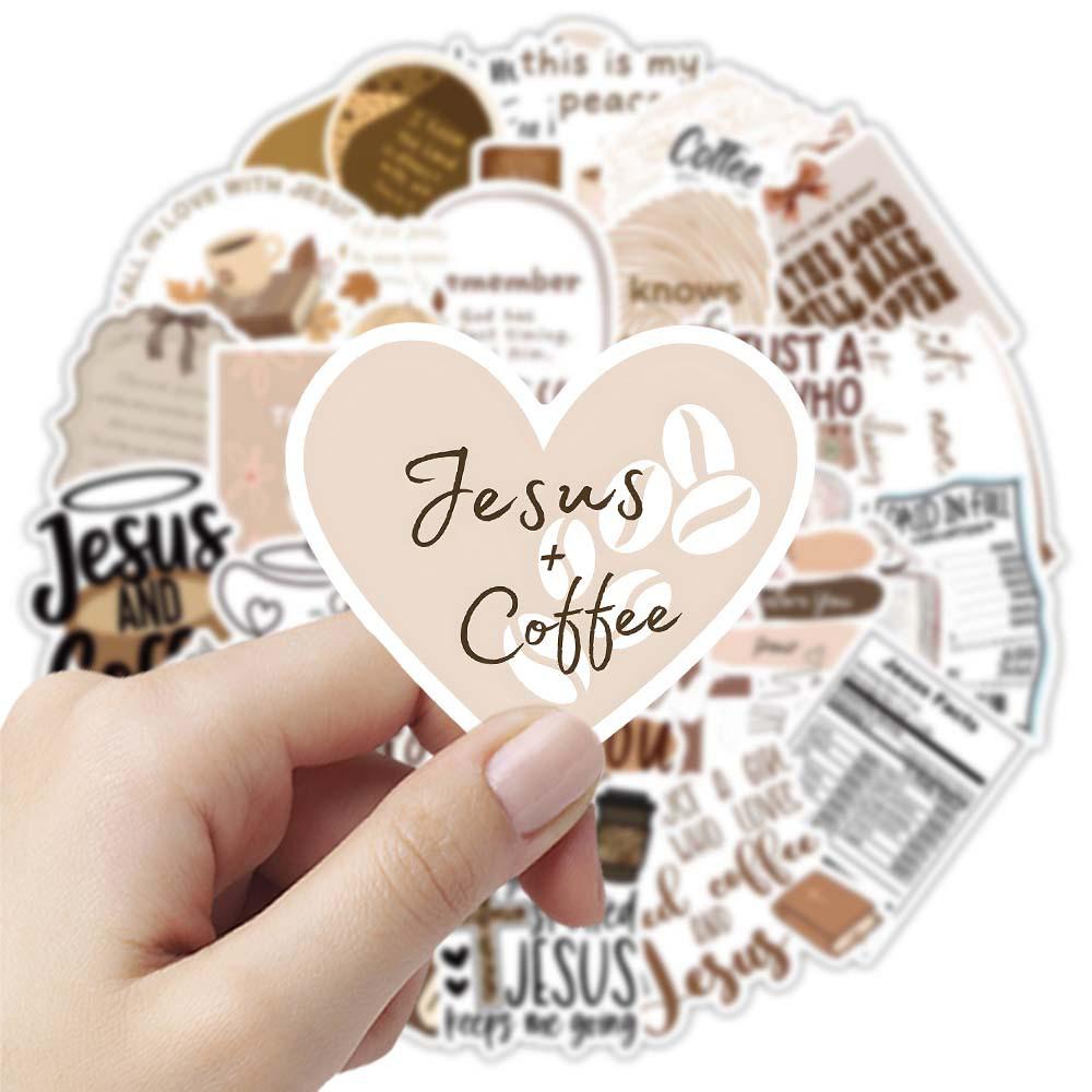 10/30/50pcs Bohemia Style Jesus and Coffee Motivational Phrases Stickers Vintage Art Graffiti Sticker DIY Notebook Guitar Laptop