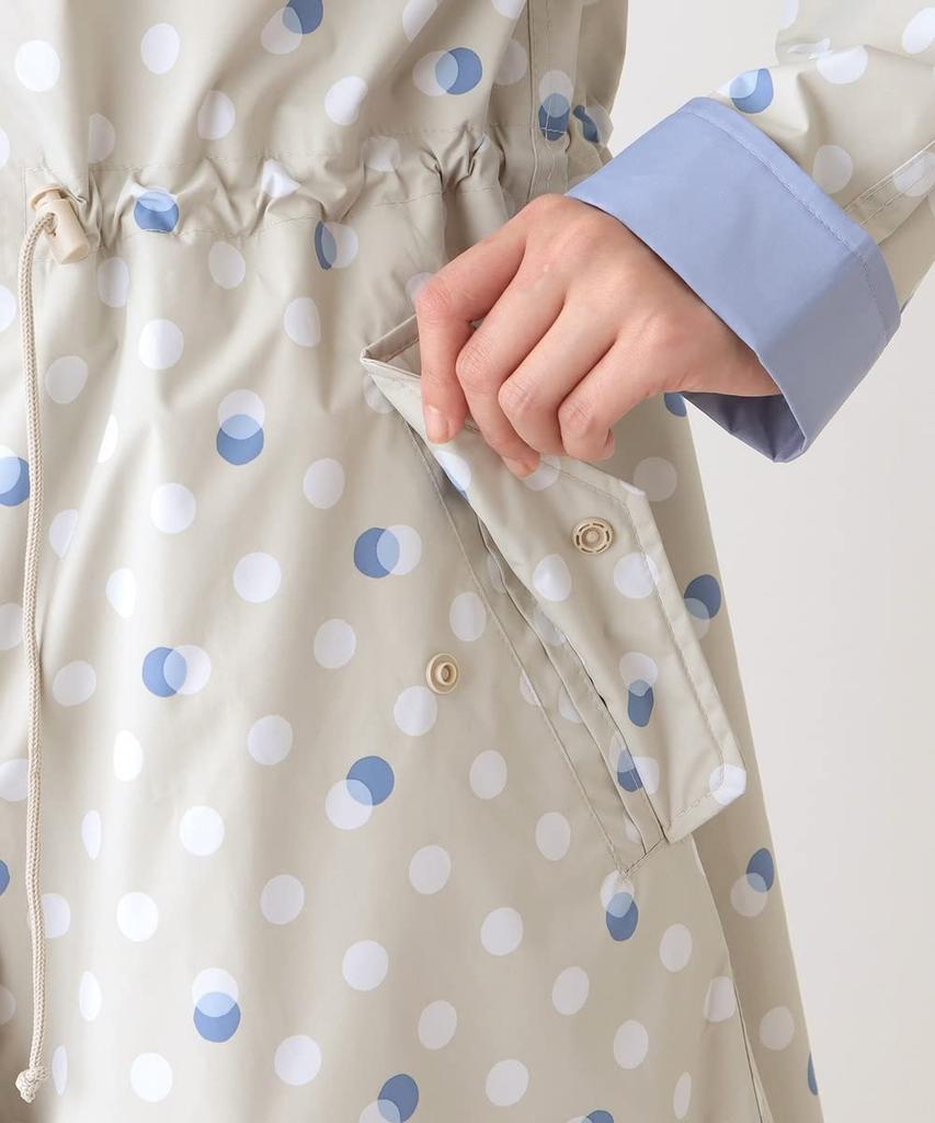 Afternoon Tea Living HP99 Polka Dot Drawstring Gray Raincoat,