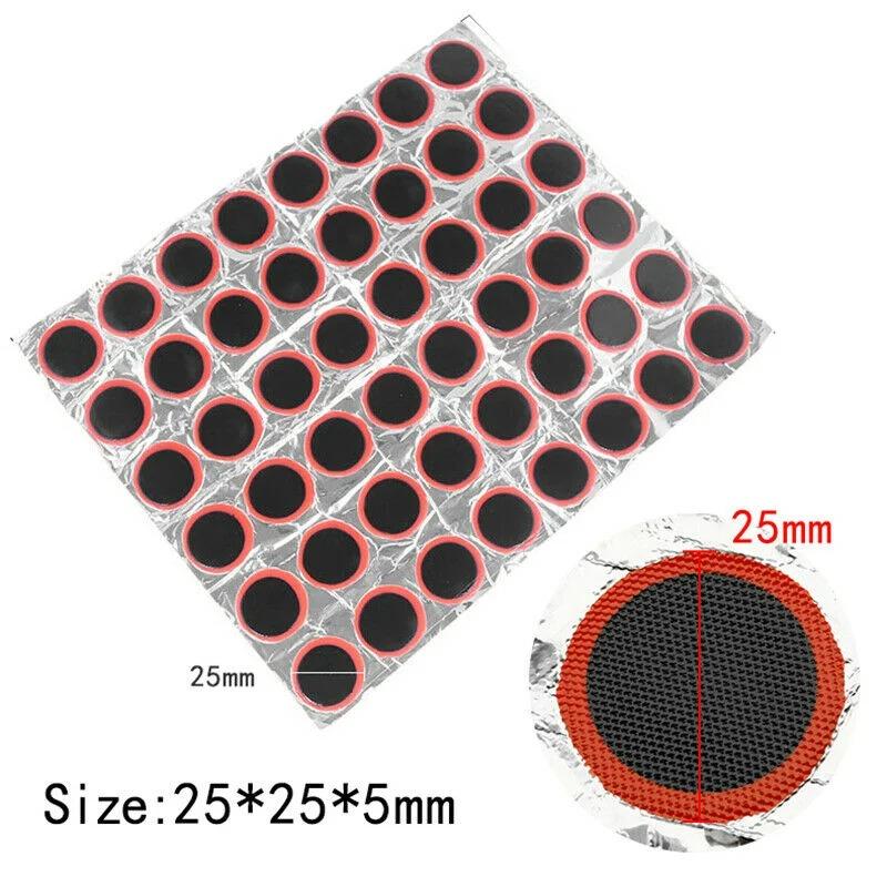 Tire Patch Rubber Bike Tyre Repair Pad Portable Tire Inner Tube Pad Round Square Type Car Bicycle Repair Tools Accessory 48pcs