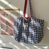 Reversible Red & White Gingham Tote Bag for Women Large Capacity, Lightweight, with Fixed Shoulder Straps, Perfect for Everyday Use, Shopping,Handbag