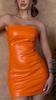 Orange Lambskin Handmade Stylish Real Leather Casual Soft Dress Women Genuine