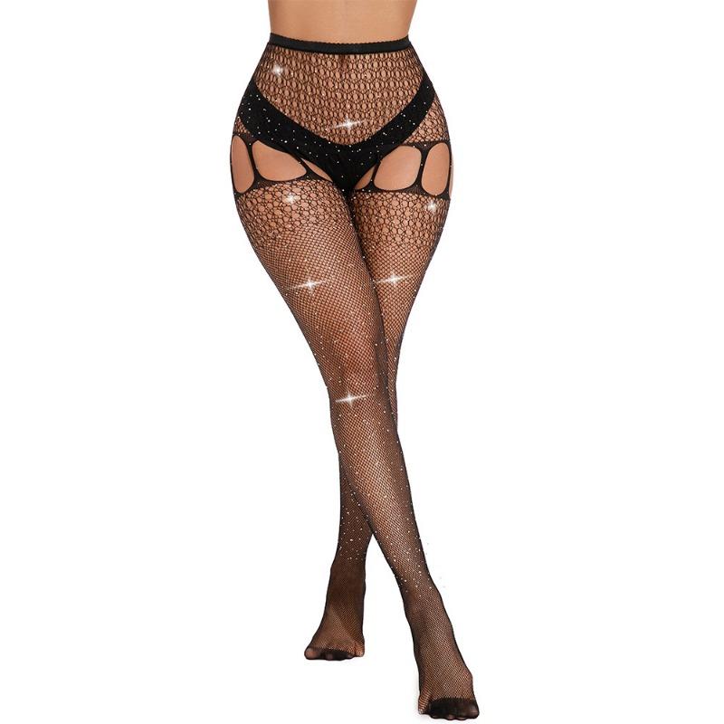 Women Sexy Rhinestone Fishnet Thin Pantyhose Fashion Stockings