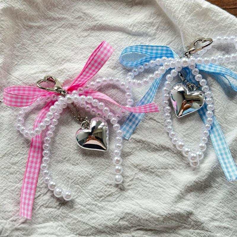 Drăguț inimă perle bowknot breloc pandantiv ornamente minunate decorațiuni breloc breloc pentru poșetă geanta rucsac geantă de mână