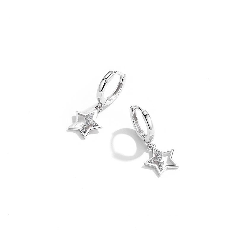 Dongdaemun Star Shining Star Ear Buckle Women'S Fashion Hollow Star Diamond Earrings Cross-Border Foreign Trade