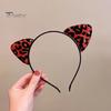 Hair Hoop Leopard Print Cat Ear Decor Halloween Headband Soft Adjustable Cosplay Headgear Theme Party Decoration