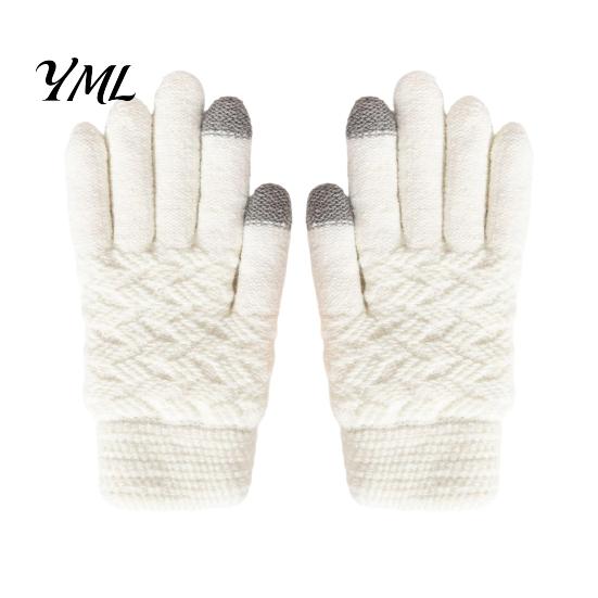 Touch Screen Knit Mittens 1 Pair Winter Warm Fleece Lined Gloves for Women Men, Cold Outdoor Cycling Weather Thermal Gloves, Thickened Touchscreen