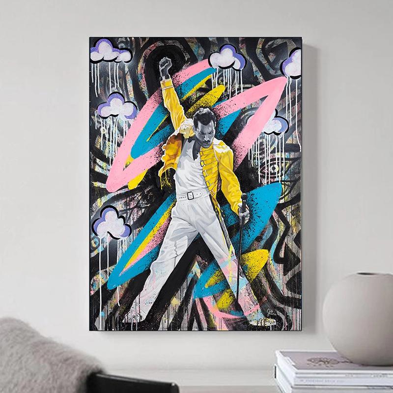 

Граффити Поп-арт Фредди Меркьюри Рок Музыка Звезда Холст Картины Плакаты и принты Настенное искусство для гостиной Декор стен Cuadros
