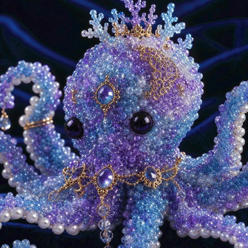 DIY Beaded Octopus Craft Kit Handmade Animal Model with Acrylic Beads for Creative Art Projects and Home Decoration
