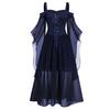 Zpanxa Halloween Costume Gothic Witch Medieval Dress Plus Size Cosplay Vintage Maxi Dress Long Sleeve Splicing Retro Gown Button Irregular Dress