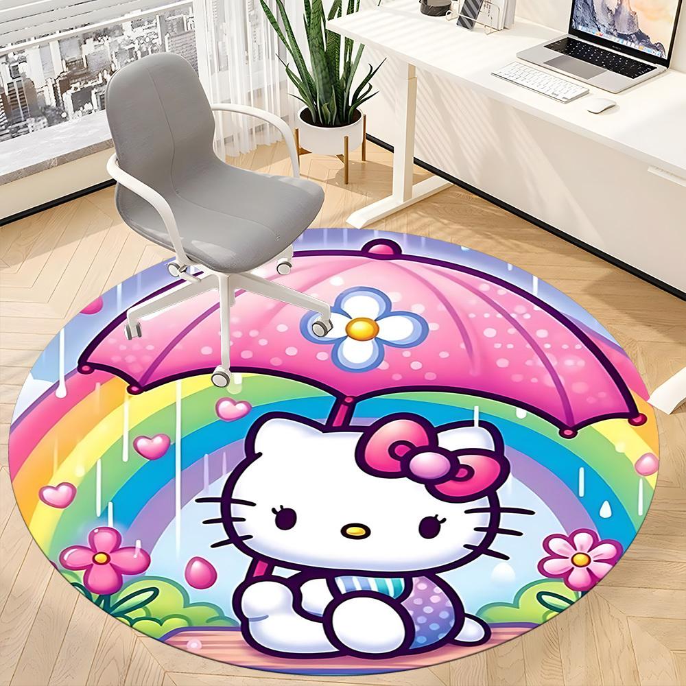 Hello Kitty Rainbow Office Round Area Rug, Under Office Chairs Bedroom Living Room Home Decor a0908131