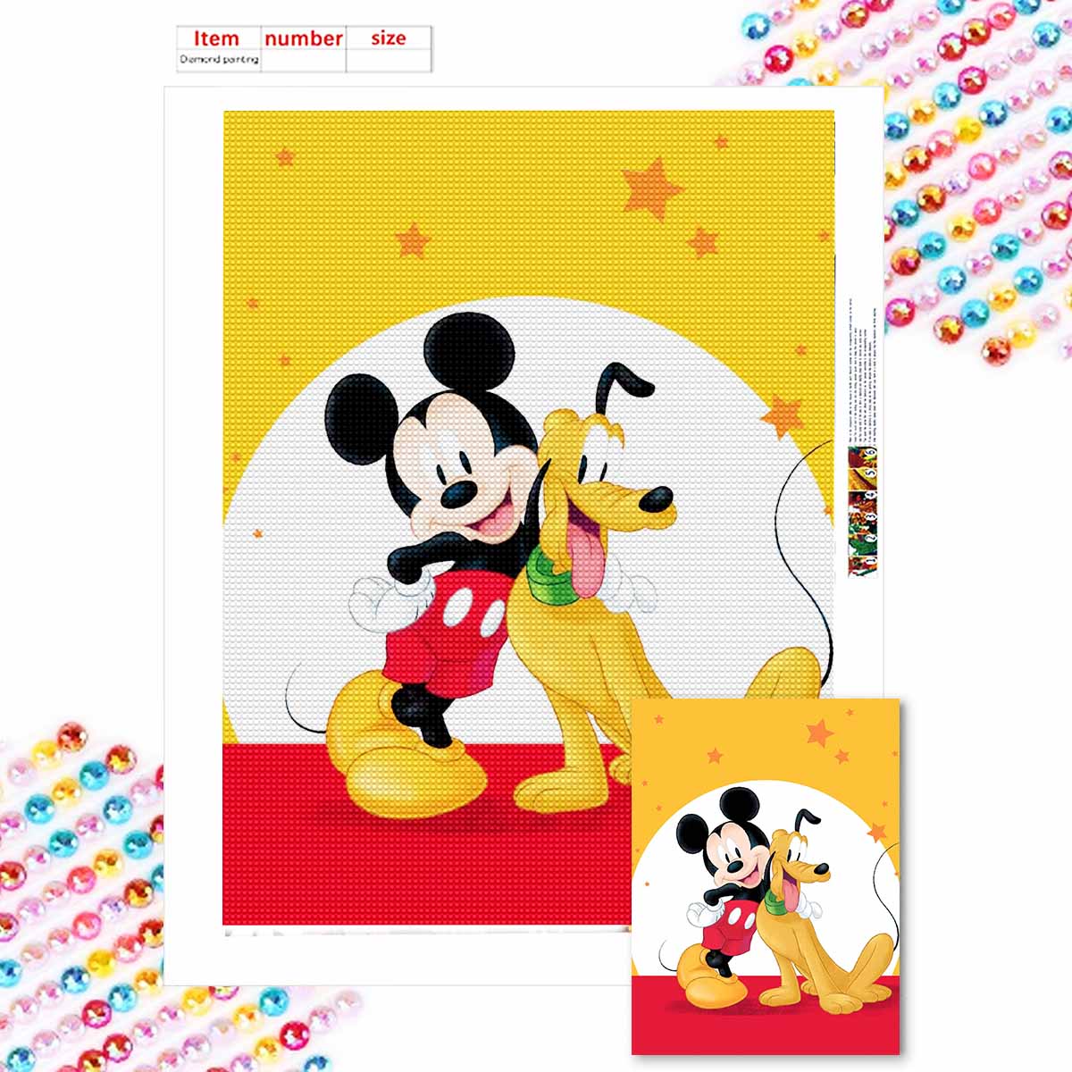 

Full Round Diamond Painting Mickey and The Puppy Art Rhinestone Picture Mosaic DIY 5D Cross Stitch Embroidery Home Decoration Round 20x30cm