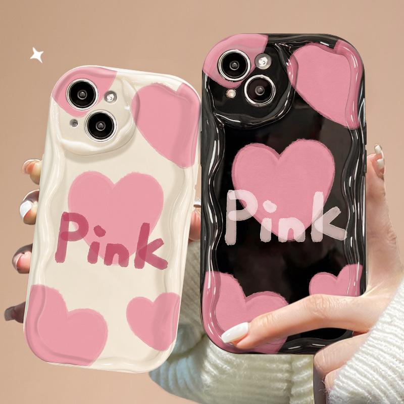 Applicable To Apple 16promax Mobile Phone Case New Female IPhone 13 Smudge Pink Love Heart Silicone Soft