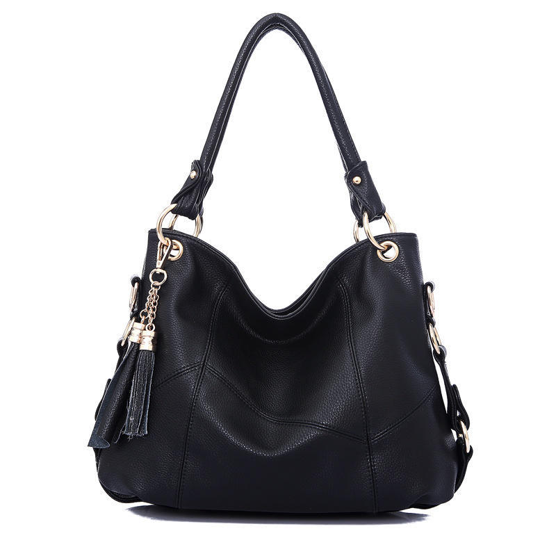 Women's Bag New European and American Fashion Popular Women's Style, Trendy Single Shoulder Fringed Splicing Soft Leather Portable Messenger Bag