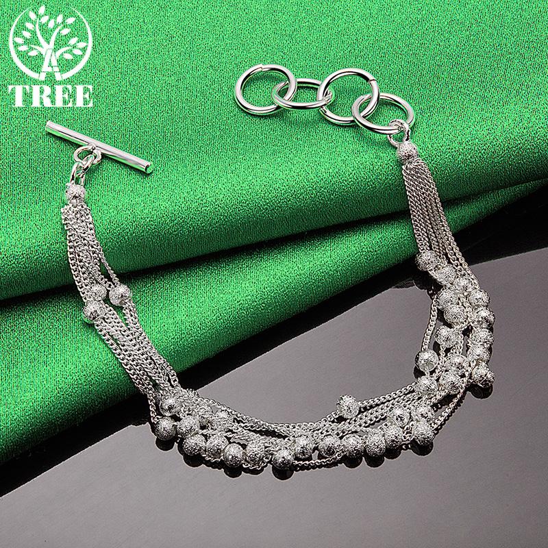 Original Fashion 925 Sterling Silver Multi-Frosted Bead Bracelet For Women Delicacy Versatile Birthday Party Jewelry Accessories