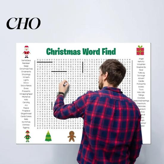 Thanksgiving Word Search Giant Thanksgiving/Christmas Poster 36 X 22 Inch Fun Activity Puzzle Wall Game PVC Reusable Holiday for Family Friendly