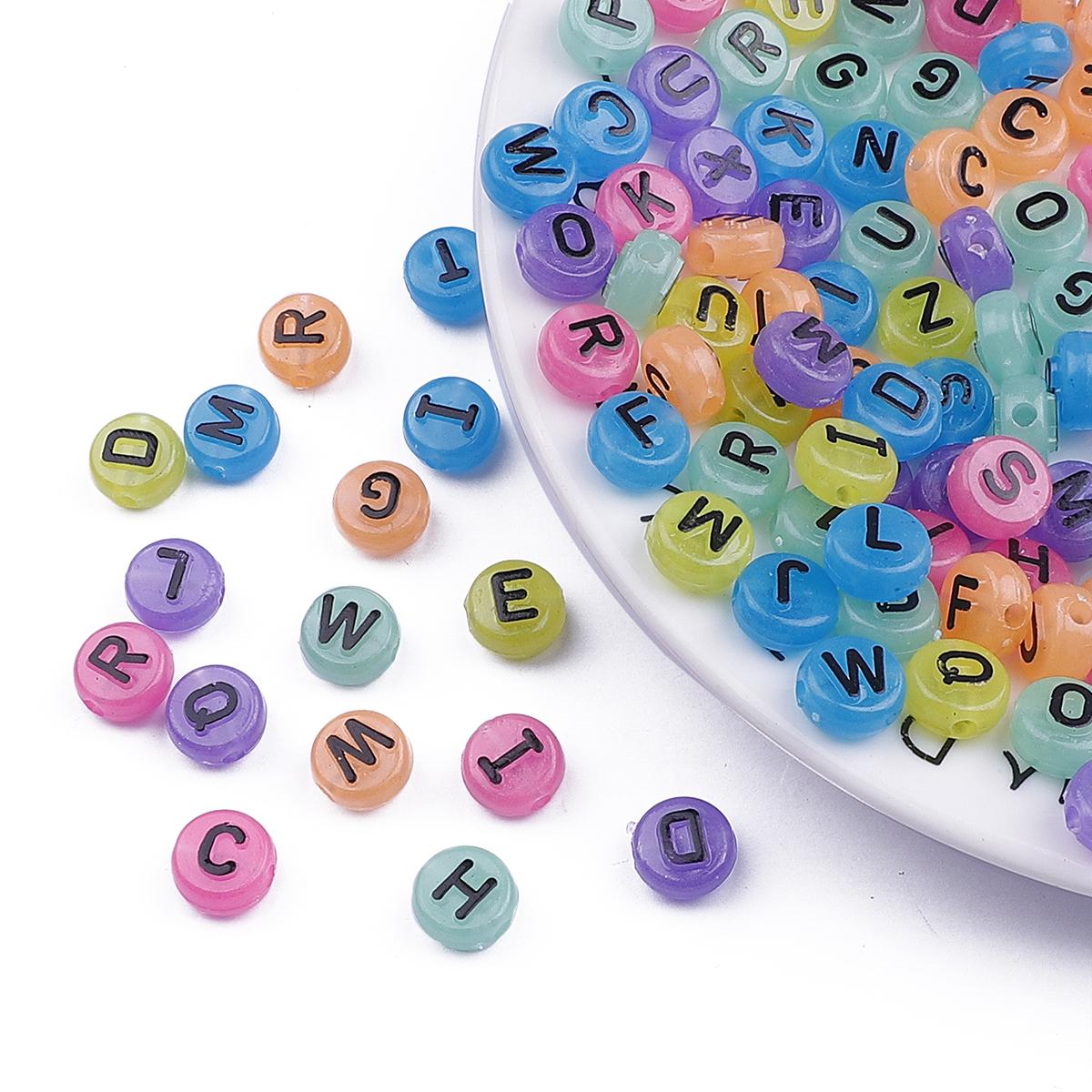 Акриловые плоские бусины с буквами 10x6 мм — фото 10