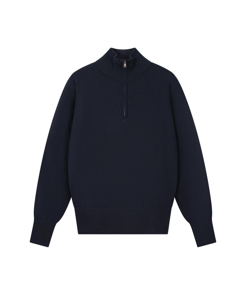 SIYAZU Sikn2200 Wool Blend High-Neck Zip-Up Knit_Navy