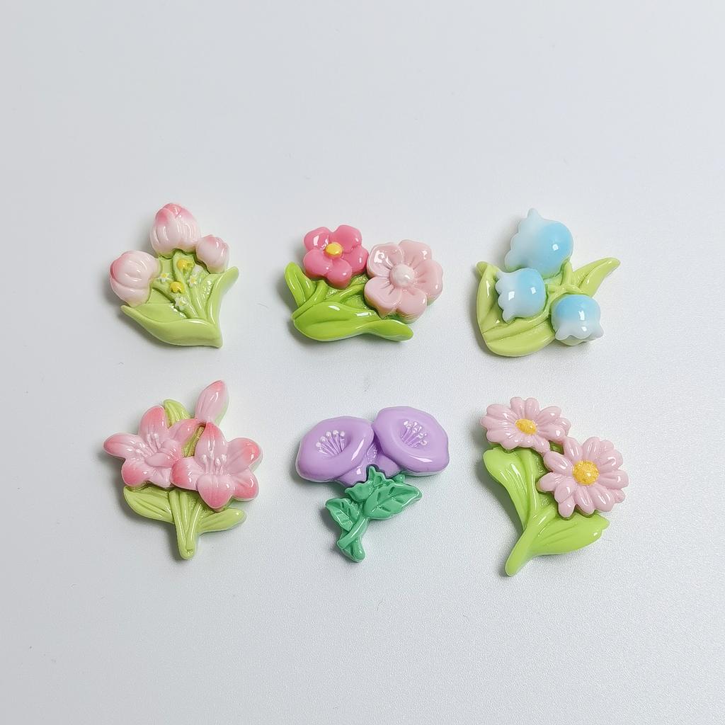 100PCS Resin Cute Sunflowers Flowers Flatback Stone Spring Decor Figurine Scrapbook DIY Accessories Hair Bow Slime Charms Craft