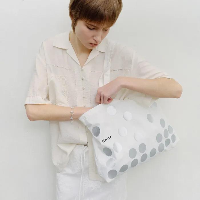 SILVER DOT ECO BAG - WHITE