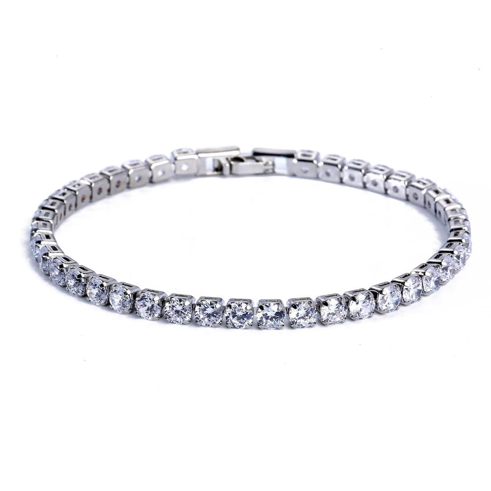 4mm  Tennis Bracelet Iced Out Chain Bracelets For Women Men Silver Color Men Bracelet  Chain Homme Jewelry