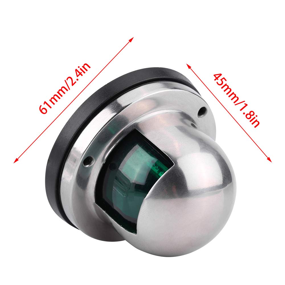 Akozon Navigation Light Marine Boat /24V Stainless Steel Red & Green LED Navigation Signal Light Lamp Yacht Accessories