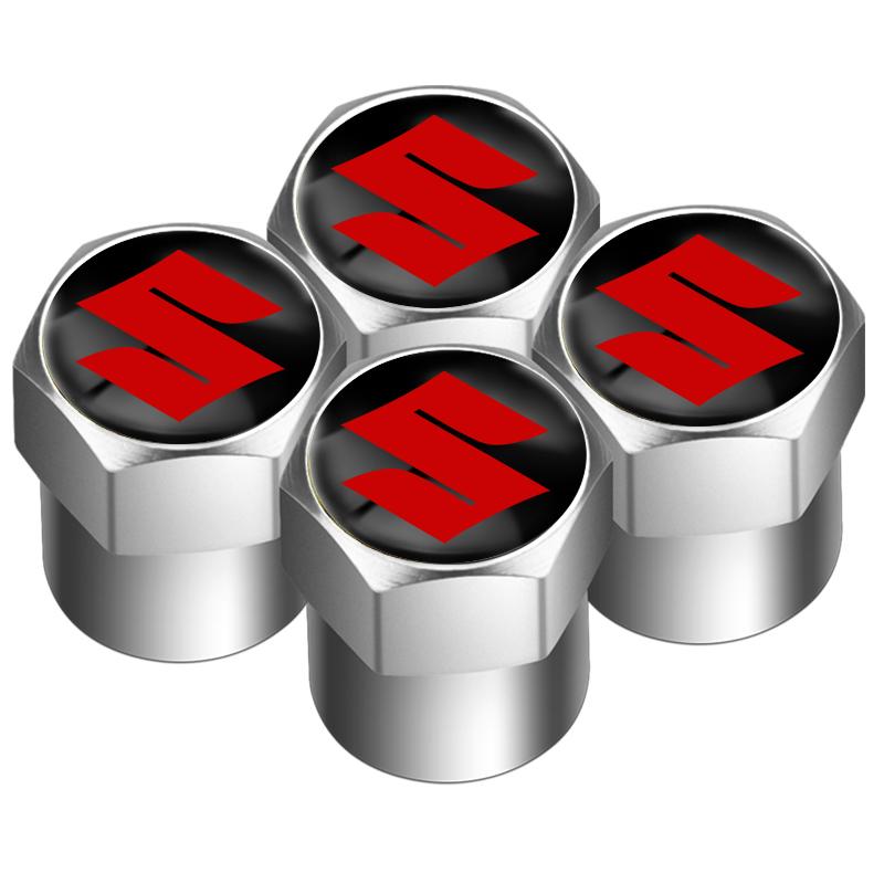 AAGK1 Car Styling 4Pcs Metal Wheel Tire Valve Caps Stem Case For Suzuki Grand Vitara Sx4 Swift Alto Jimny