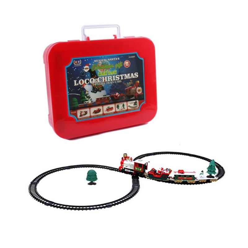 Electric Train Set Safe Realistic Railway Train Christmas Battery-Powered Santa Claus Train Toys Ornaments for Kids Gift