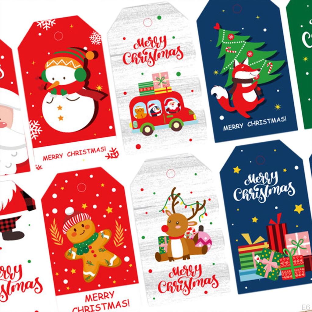 Christmas Tags Gift Creative with Holes Twine Cartoon Hanging Labels Wrap