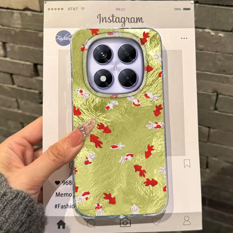 Blue Ocean Red Carp Girls Phone Case For Xiaomi 14T 13T 14Tpro 11 Lite 5G NE Shockproof Fundas Protection Back Vortex Texture Women Cover