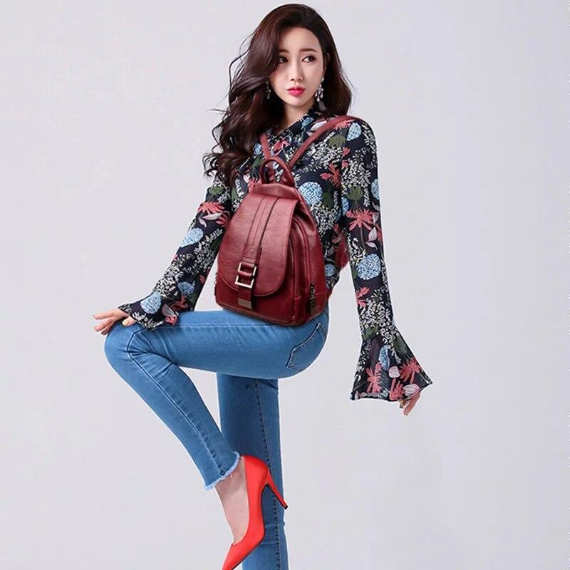 High Quality Women Leather Backpacks Vintage Shoulder Bag Female Backpack Ladies Travel Backpack School Bags for Girls Bagpack