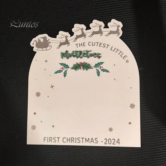Baby First Christmas Footprint Board Infant Footprint Mistelzweige Holzschild DIY Neugeborene Jungen Mädchen Fußabdruck Kunst Handwerk Board Neue Mama Andenken Geschenk