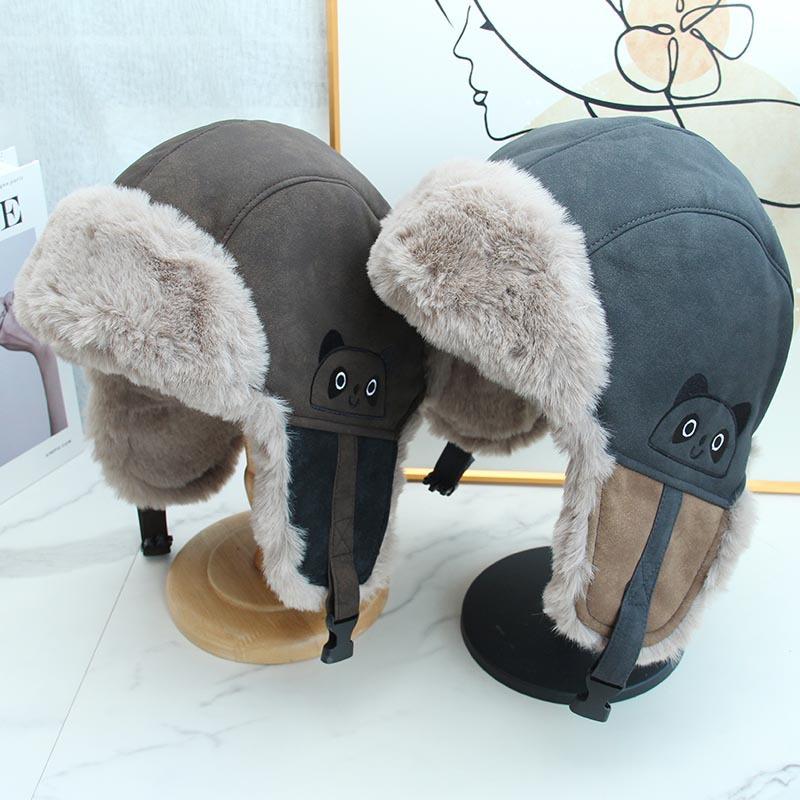 New outdoor cycling skiing Lei Feng hat for men and women, winter velvet thickened warm cold ear protection windproof flying cap