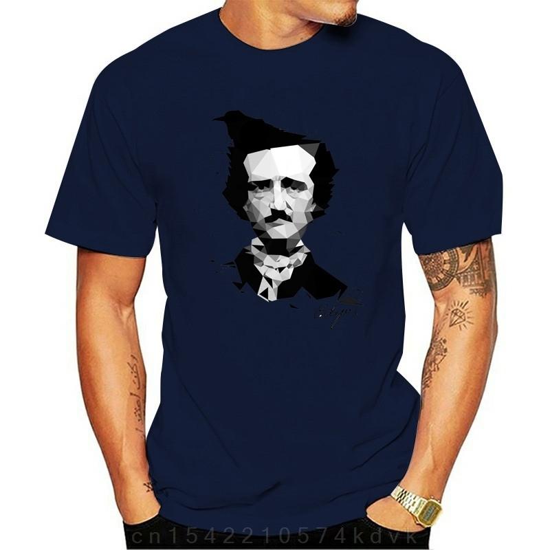 Edgar Allan Poe Tshirt Men T Shirts The Raven Geometric Graphic Clothing Poetry Tshirt Cotton Tops Tees Art Designer
