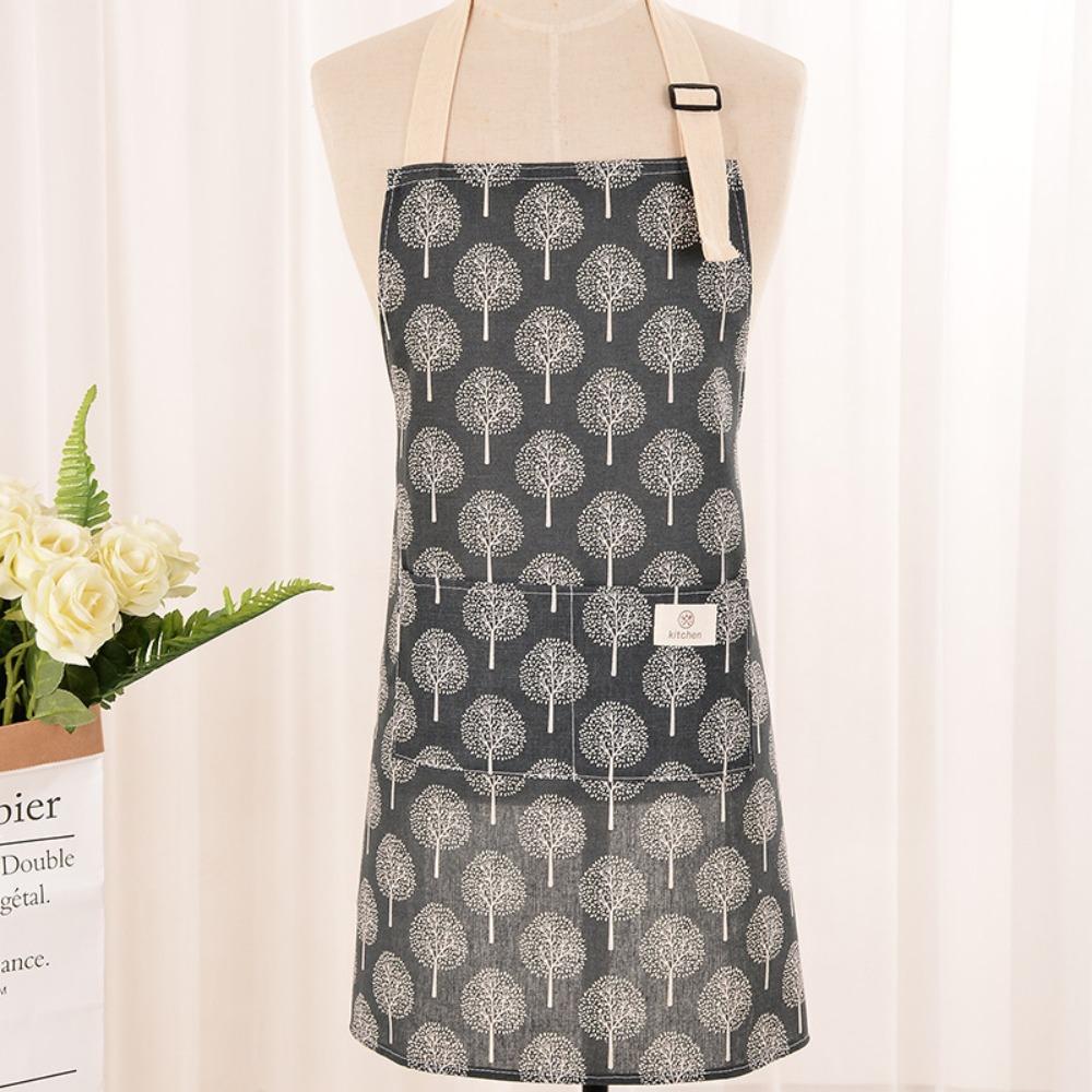 Japanese Adjustable Kitchen Aprons Cotton Linen Oil-proof Fashion Work Aprons Home Cooking Anti Dirty Cooking Smock BBQ