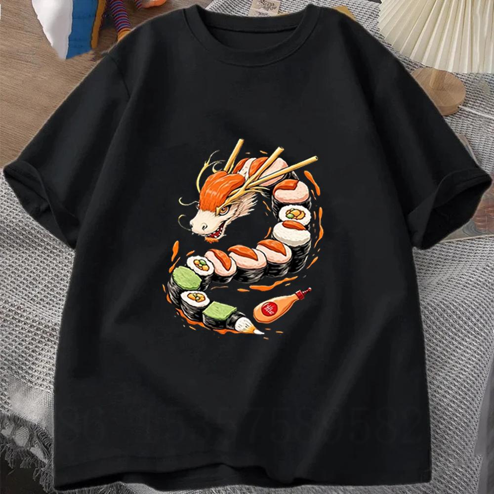 Sushi Roll Graphic Men's Summer T-Shirt Cotton O-neck Short-sleeved Tee Casual T Shirts Oversi