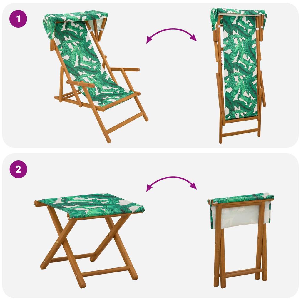 Reclining Chair 4 pcs 3 Position Solid Eucalyptus Wood