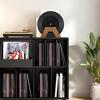 WADORN Retro Wood Record Display Stands, Wood Vinyl Record Storage Holder Vinyl Record Album Display Stand for Albums Books Magazine Files LP Records