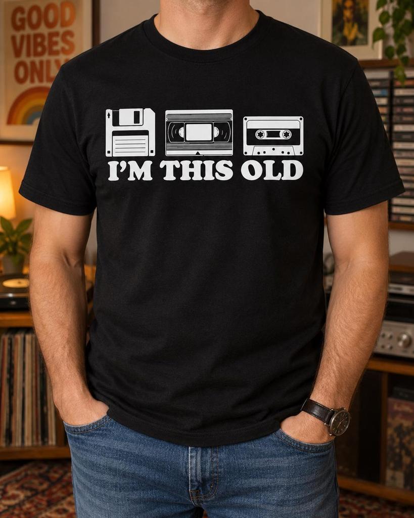I'm This Old Shirt, Funny Floppy Disk VHS Cassette Tee, Retro Computer Nerd Gift, 80s 90s Nostalgia Wear, Gen X Birthday, Vintage Technology