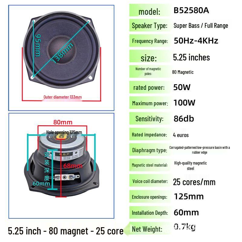 

5.25-Inch Full-Range Car/Home DIY Audio Speaker