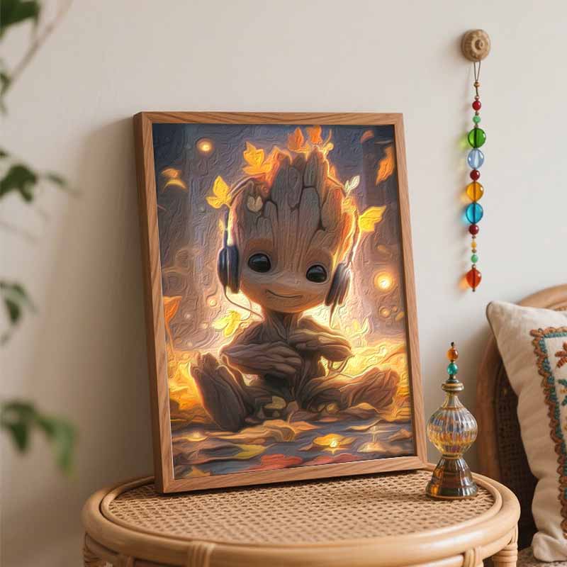 Disney Oil Painting Kit Baby Groot Autumn Home Bedroom Wall Decor Handmade Gift