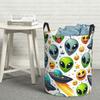Laundry Collector Green Alien And UFO Pattern Foldable Laundry Basket Large Storage Children Washing Basket Home Organizer