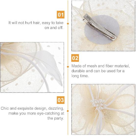 Mesh Veil Hat Clip Small Ivory Netting Hat for Women Prom Hair Accessories Special Occasion
