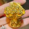 Mini Gold Rose Bouquet Ornament Handmade Metal Artificial Flower Graduation Gifts Party Decor Birthday Gift Valentine'S Day Gift