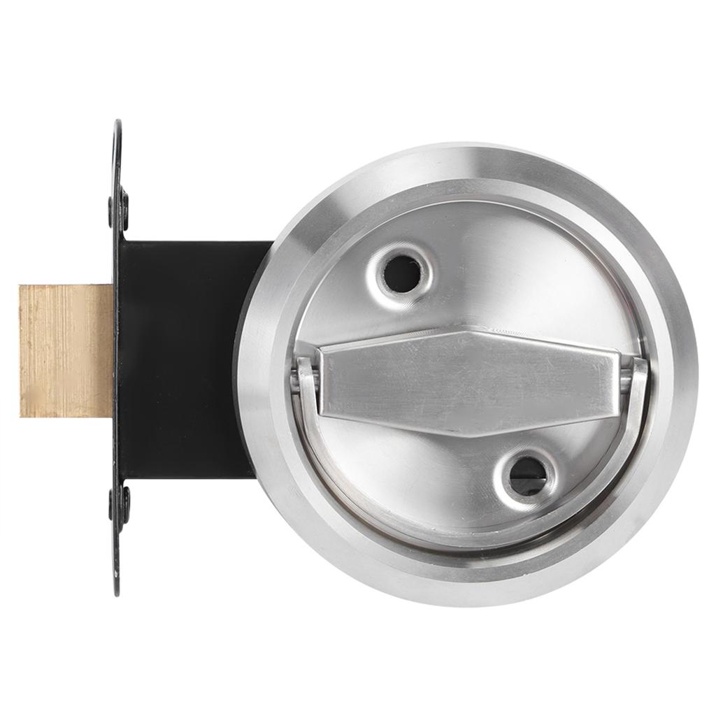 Hem Badrum Dubbelsidigt Lås 304 Rostfritt Stål Ringhandtag Dörrlås Tillbehör(Silver (Med