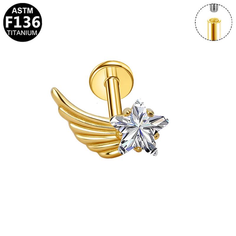 G23 Titanium Star Wing Ear Stud - Designer Style, Fashionable and Simple Piercing Jewelry