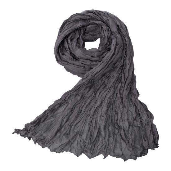 Women Scarf Retro Pleated Design Thin Scarf Soft Flax Shawl Scarf Daily Wear Outdoor Activities Versatile Accessory