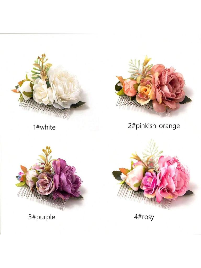 1 Stück Braut Strandurlaub Simulation Stoff Romantische Rose Kamm Blume Mode Vielseitig Platte Haar Wald Serie