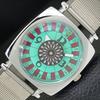 VINTAGE REFURBISHED HAND-WINDING ROULETTE SWISS MENS SEA GREEN WATCH A700929-5 R205a-a700929