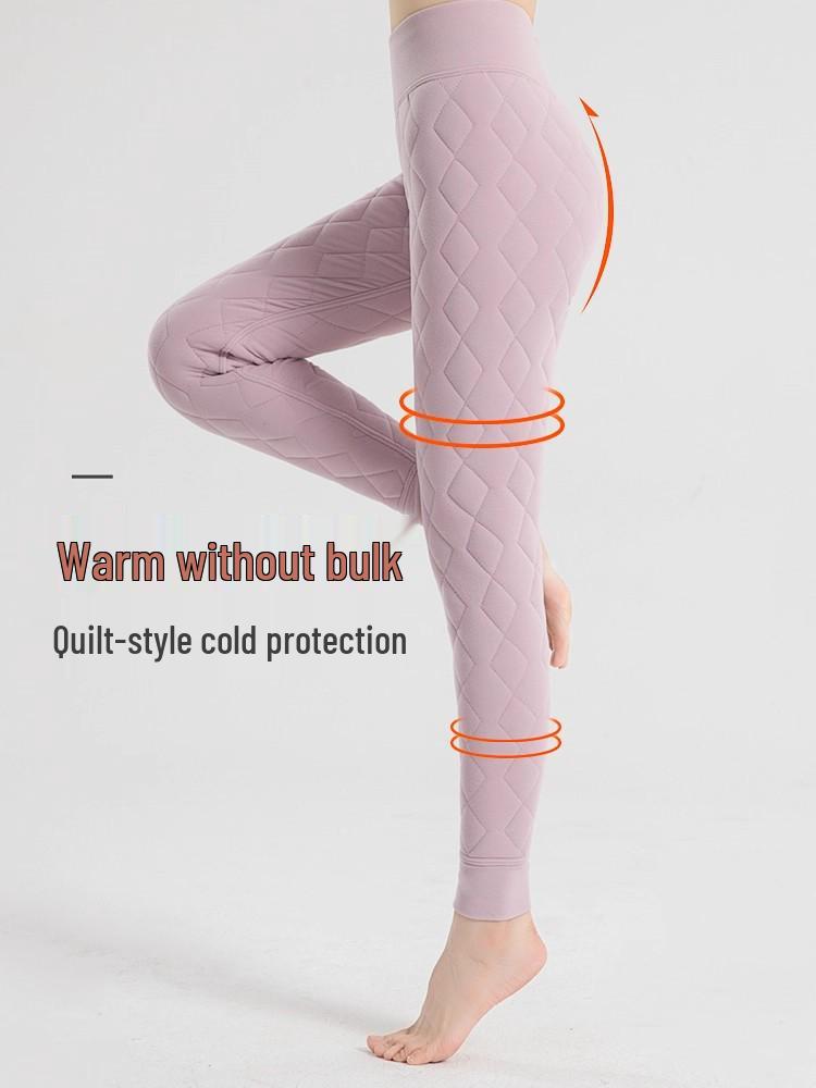 Women's Thick Velvet Warm Cotton Pants - Autumn/Winter 2025 School Uniform Base Layer, Slim Fit.